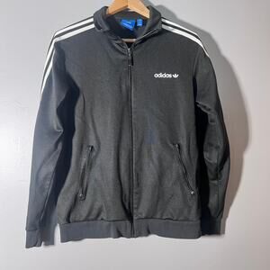 Adidas Originals Track Jacket Men’s Medium Black Full Zip 3 Stripe Athletic